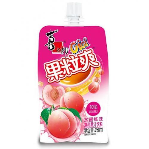 XZL Fruit Flavour Drink Peach Flavour 258ml | 喜之郎 果粒爽 水蜜桃 258ml