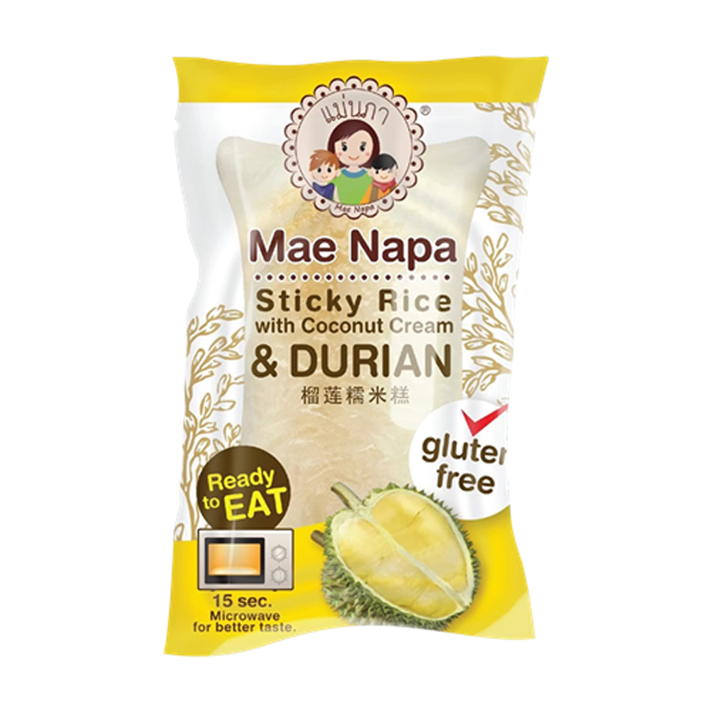 MAE NAPE Steamed Sticky Rice Cake Coconut Cream Durian Flavor 80g | MAE NAPE 榴莲糯米糕 80g