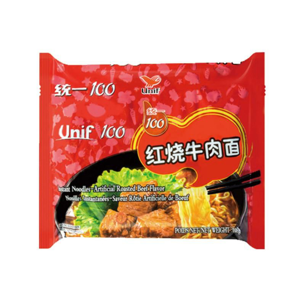Unif 100 Instant Noodles-Artificial Roasted Beef Flavor 108g | 统一 红烧牛肉面 108g