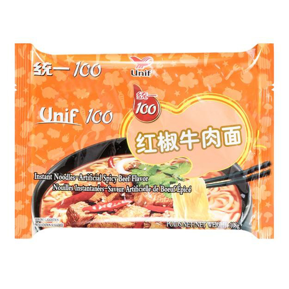 Unif spicy beef instant noodles 108g | 统一 红椒牛肉面 108g