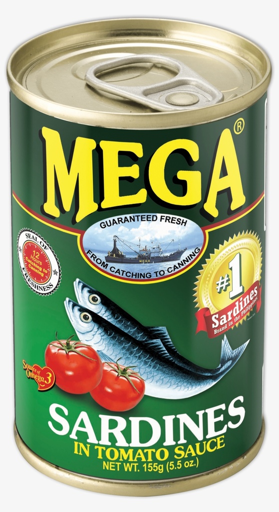 ASEA MEGA Sardines In Tomato Sauce Green 155g | MEGA 番茄沙丁鱼罐头 155克