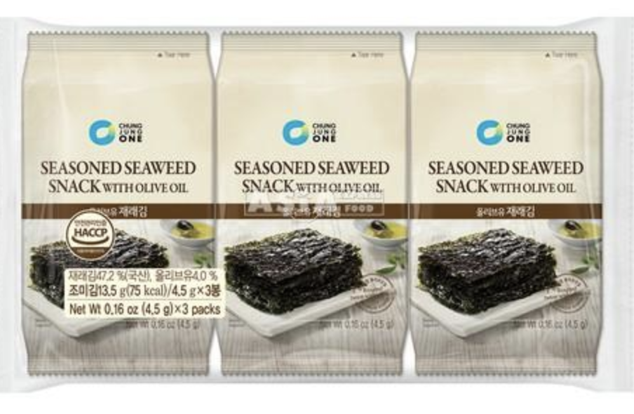 KR CHUNG JUNG ONE Seaweed Snack With Olive Oil 13.5g | 清净园 橄榄油海苔 13.5g