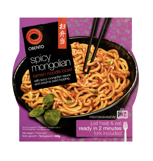  OBENTO Ramen Noodle Spicy Mongolian Flav. Bowl 240g | OBENTO 速食拉面 辣蒙古味 碗装 240g