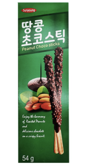 KR SUNYOUNG Chocolate Stick Peanut Flav. 54g | SUNYOUNG 巧克力饼干棒 花生味 54g