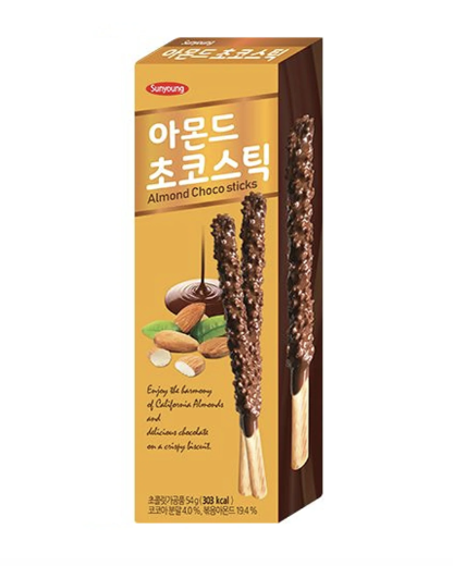 KR SUNYOUNG Chocolate Stick Almond Flav. 54g | SUNYOUNG 巧克力饼干棒 杏仁味 54g