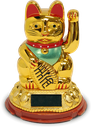 Lucky Cat Gold Solar 12cm | 招财猫 金色 太阳能充电 12cm